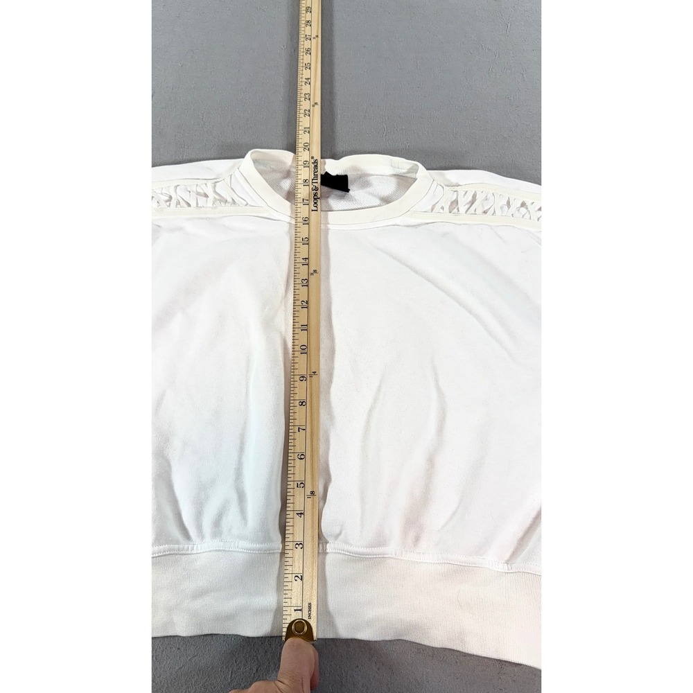 Nike Dri-FIT Cropped Sweatshirt Cream Lattice Shoulder Pullover Womens M - Picture 7 of 9